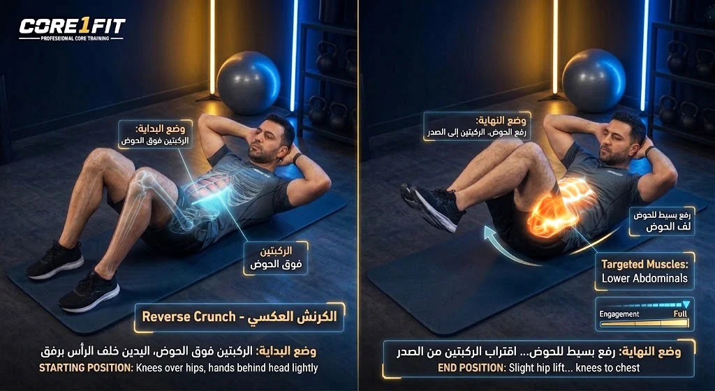 تمرين الكرنش العكسي – Reverse Crunch