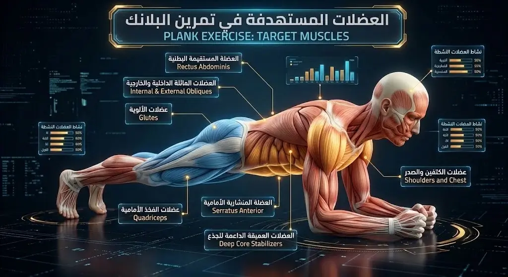 العضلات التي يستهدفها تمرين البلانك 